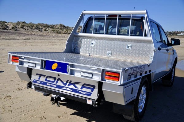 Tonka Tray, fully welded aluminium Ute tray with LED tail lights and recessed lashing rings